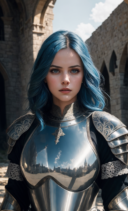 00943-5775692-(masterpiece), (extremely intricate_1.3), (realistic), portrait of a girl, blue hair, the most beautiful in the world, (medieval.png